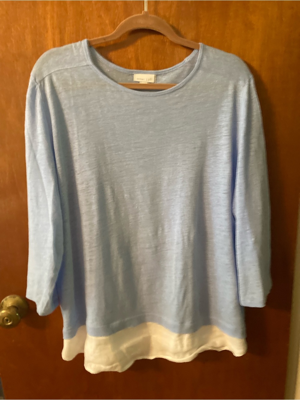 J. Jill Light Blue Linen Blend Crewneck Top